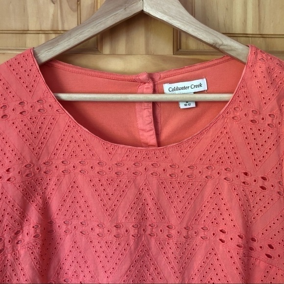 Coldwater Creek eyelet front button back top size M - Picture 3 of 11